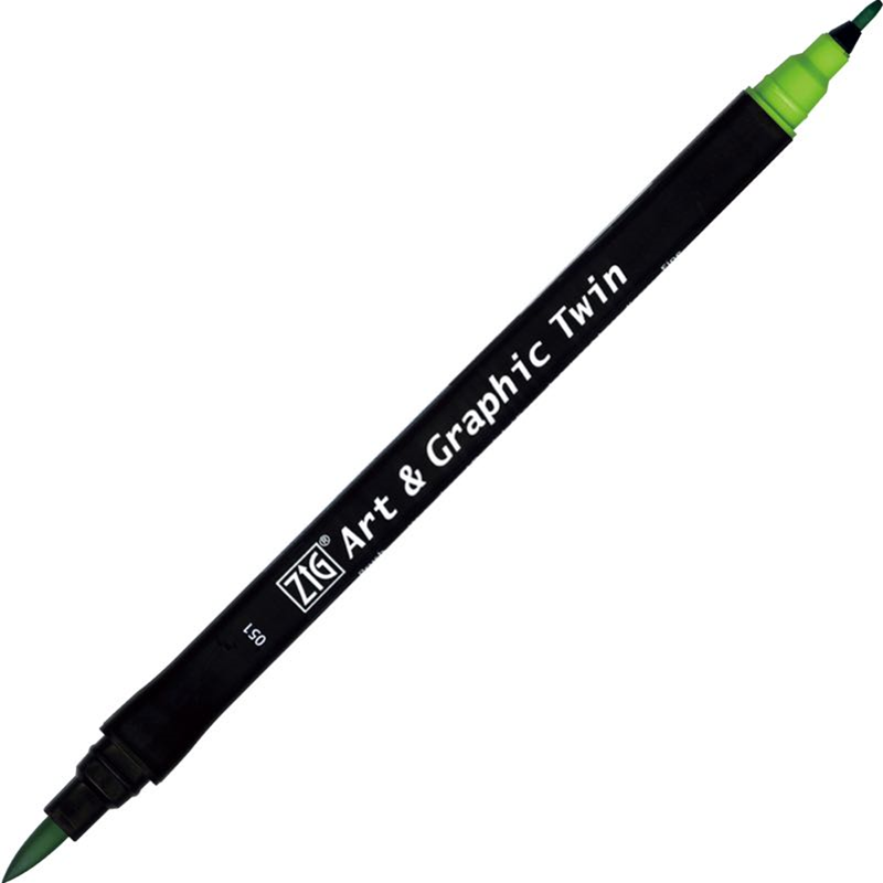 Zig Art & Graphic Twin Brush Pen Çift Uçlu Çizim Kalemi May Green TUT-80 051