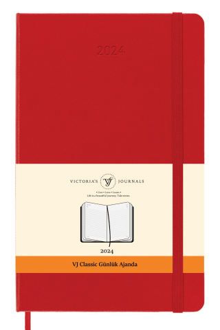 Victoria's Journals Classic 2024 Sert Kapak Günlük Ajanda 9x14 Kırmızı 123-9171