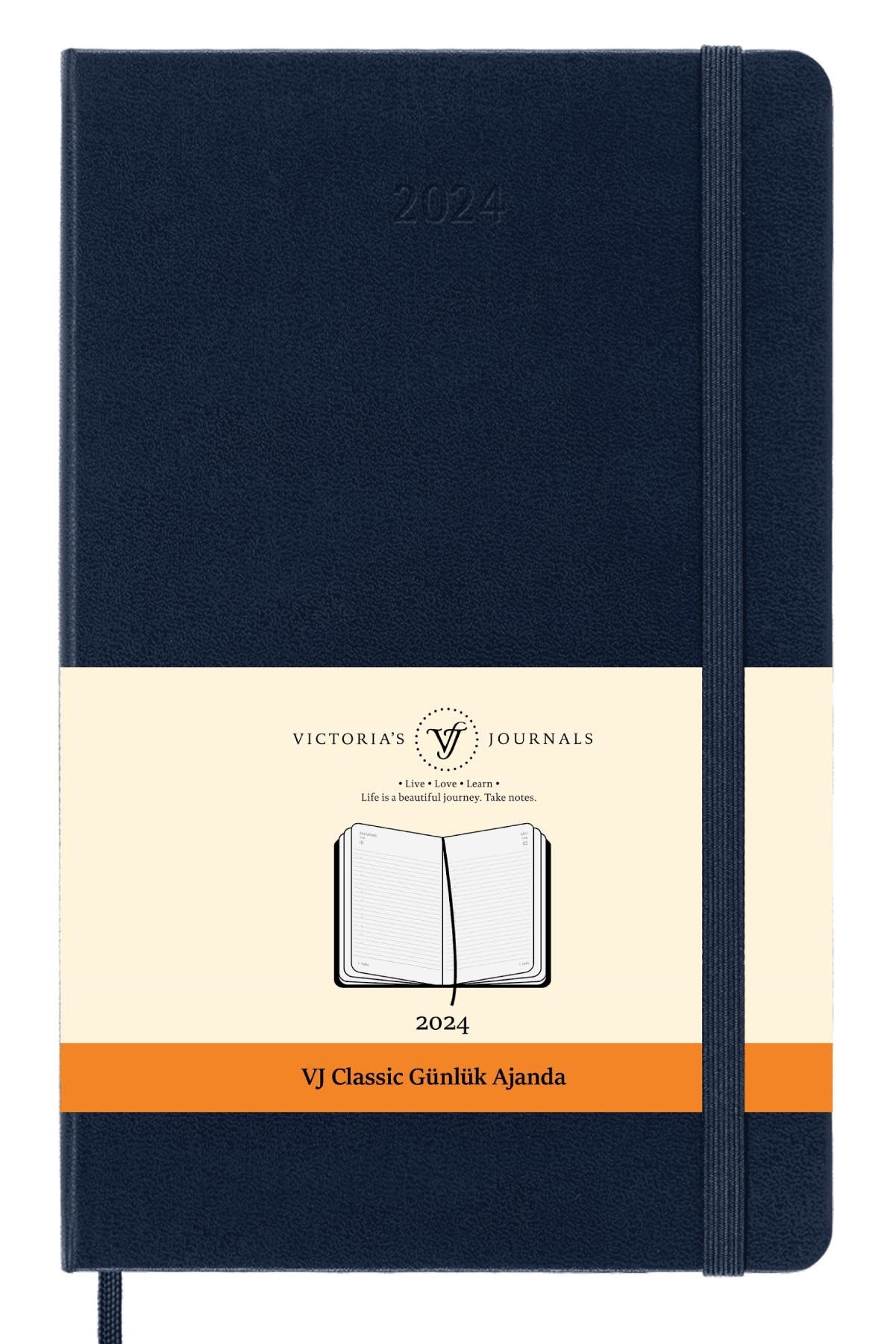 Victoria\'s Journals Classic 2024 Sert Kapak Günlük Ajanda 9x14 Lacivert 123-9170