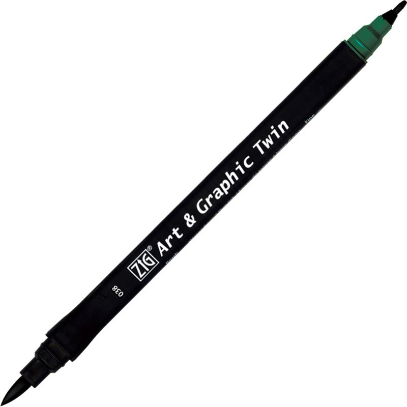 Zig Art & Graphic Twin Brush Pen Çift Uçlu Çizim Kalemi Marine Green TUT-80 038