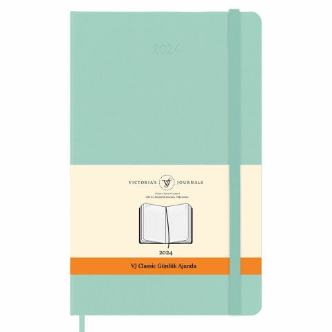 Victoria\'s Journals Classic 2024 Sert Kapak Günlük Ajanda Açık Mavi 13x21 123-9174