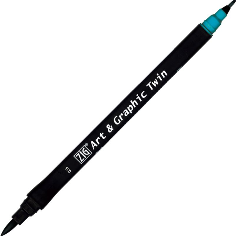 Zig Art & Graphic Twin Brush Pen Çift Uçlu Çizim Kalemi Persian Blue TUT-80 035