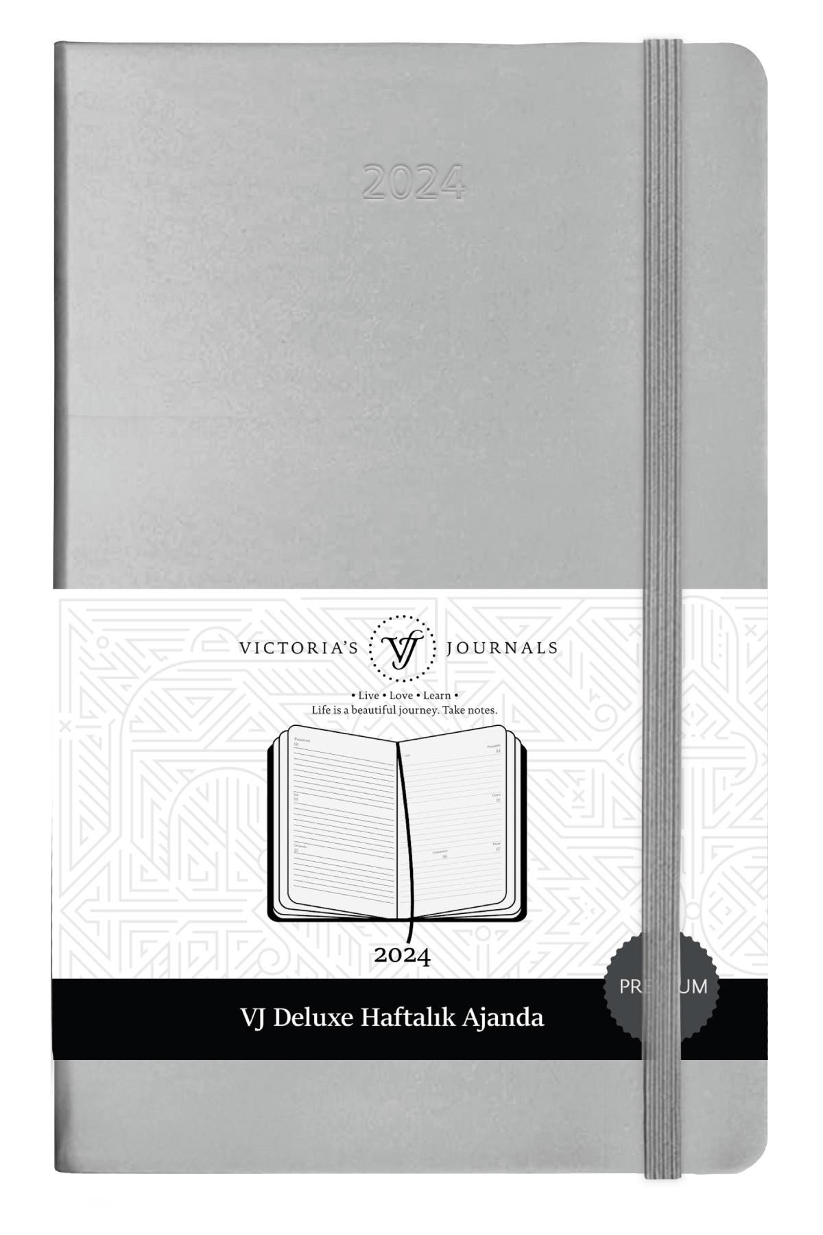 Victoria\'s Journals Classic 2024 Sert Kapak Günlük Ajanda 13x21 Gümüş 123-9178