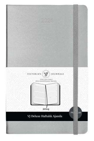 Victoria\'s Journals Classic 2024 Sert Kapak Günlük Ajanda 13x21 Gümüş 123-9178