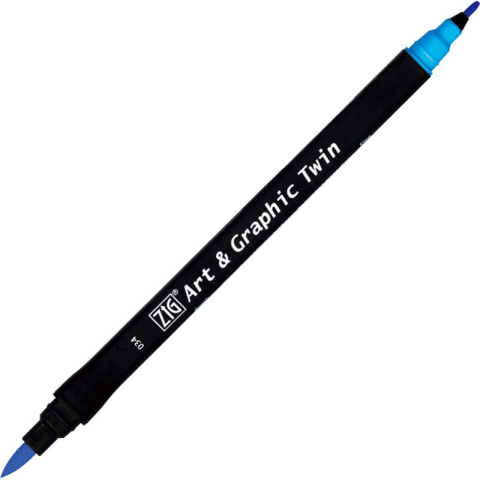 Zig Art & Graphic Twin Brush Pen Çift Uçlu Çizim Kalemi Cobalt Blue TUT-80 034