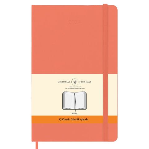 Victoria\'s Journals Classic 2024 Sert Kapak Günlük Ajanda Açık Pembe 13x21 123-9173