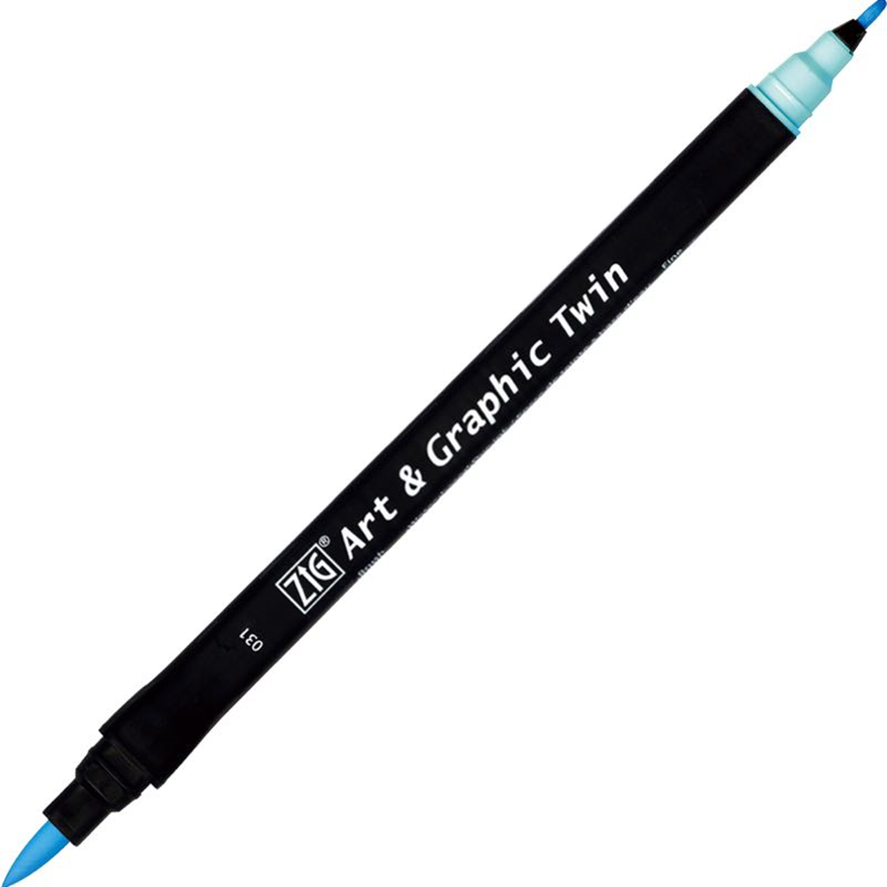 Zig Art & Graphic Twin Brush Pen Çift Uçlu Çizim Kalemi Light Blue TUT-80 031