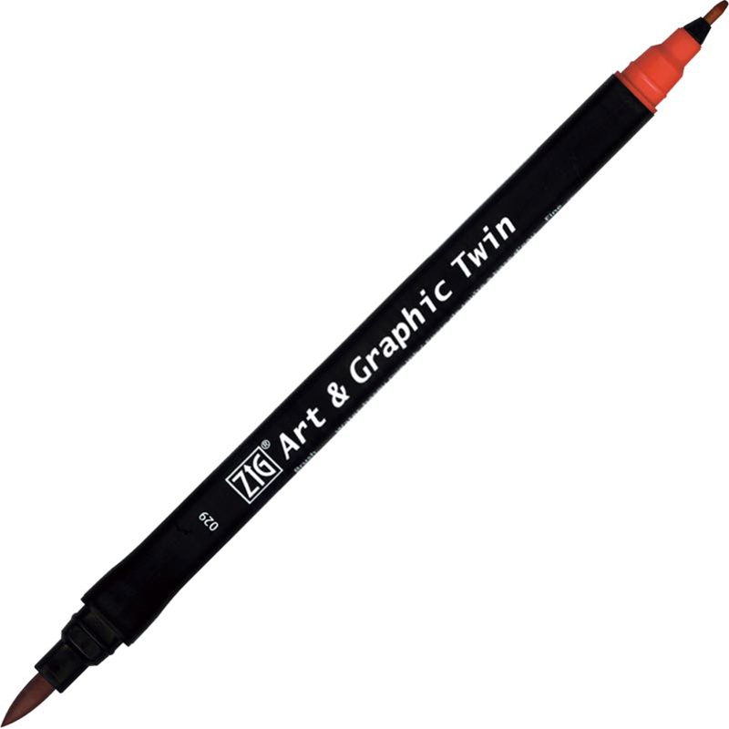 Zig Art & Graphic Twin Brush Pen Çift Uçlu Çizim Kalemi Carmine Red TUT-80 029