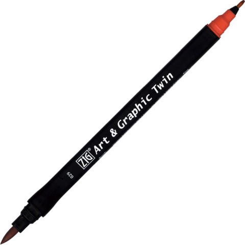 Zig Art & Graphic Twin Brush Pen Çift Uçlu Çizim Kalemi Carmine Red TUT-80 029