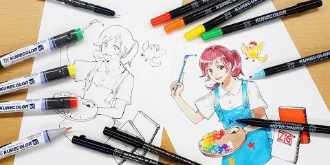 Zig Art & Graphic Twin Brush Pen Çift Uçlu Çizim Kalemi Scarlet Red TUT-80 024