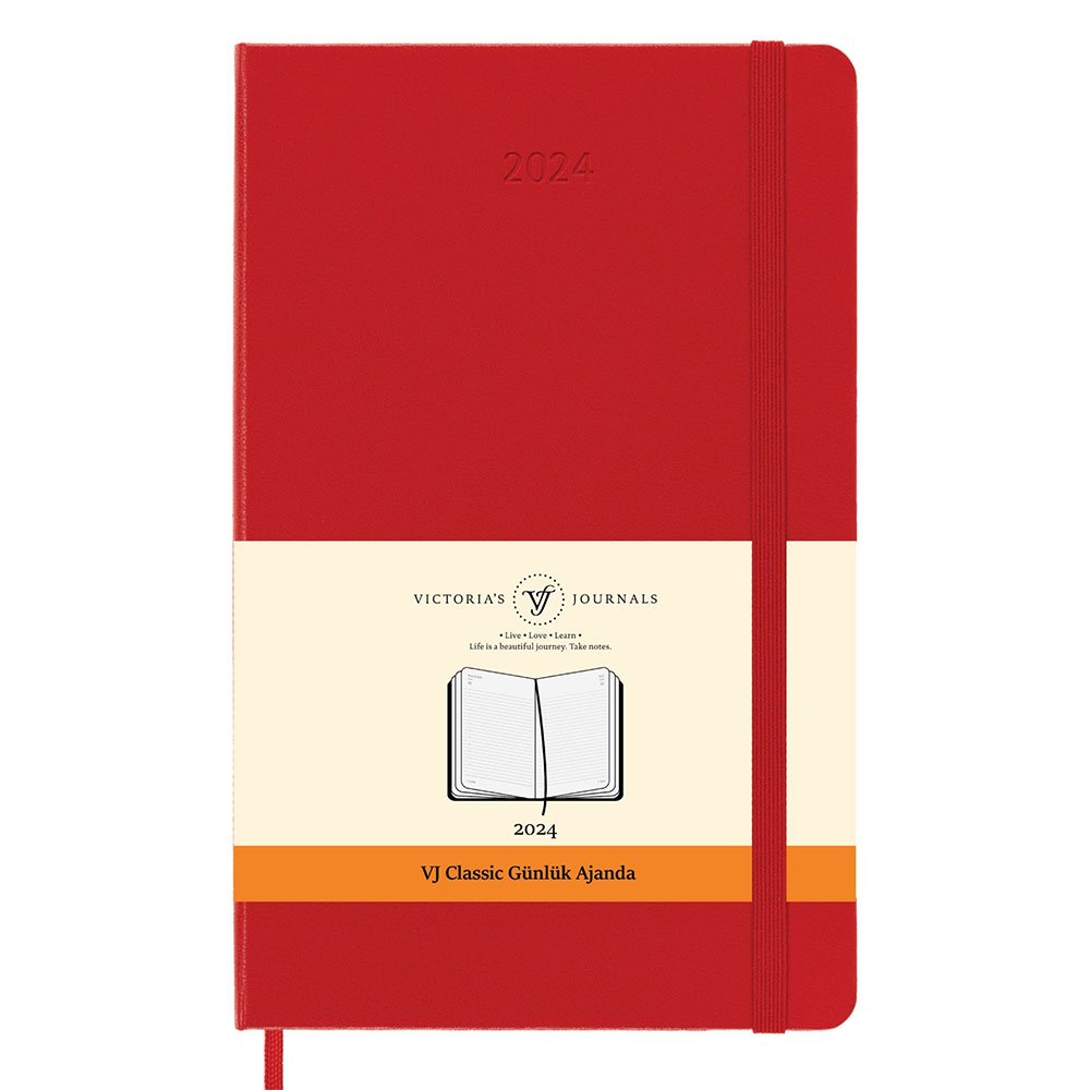 Victoria\'s Journals Classic 2024 Sert Kapak Günlük Ajanda 13X21 Kırmızı 123-9171K