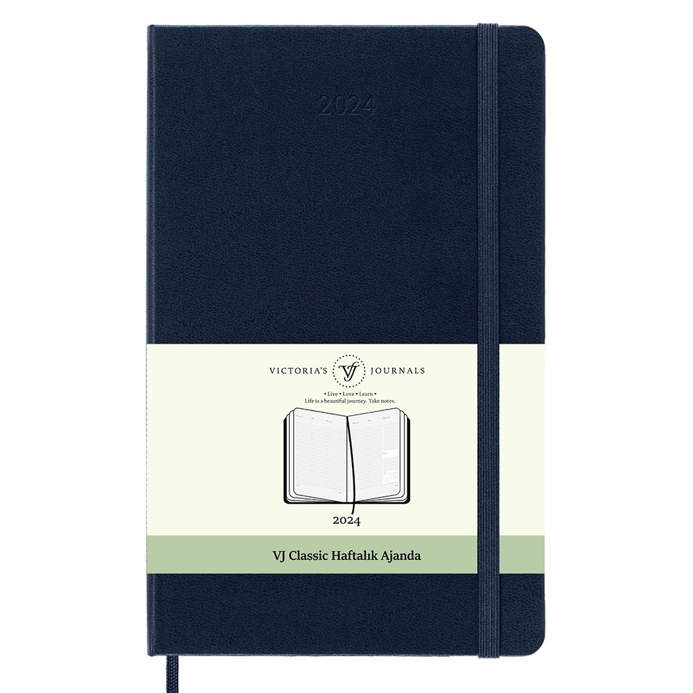 Victoria's Journals Classic 2024 Sert Kapak Haftalık Ajanda 19x25 Lacivert 123-9147