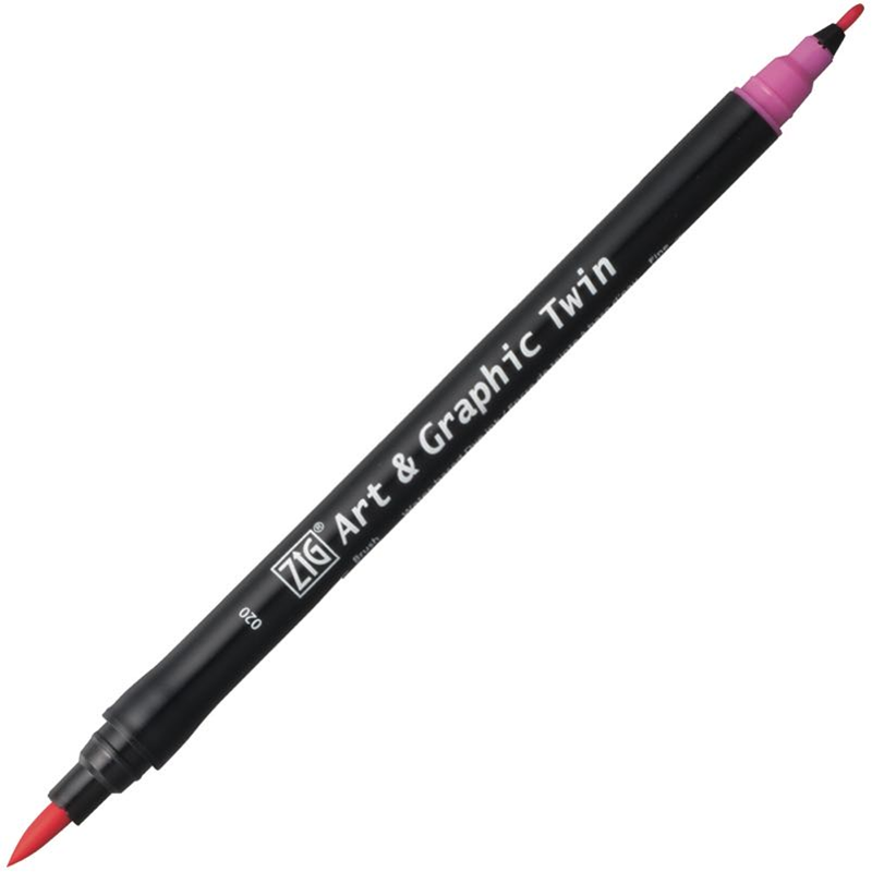 Zig Art & Graphic Twin Brush Pen Çift Uçlu Çizim Kalemi Pink TUT-80 020