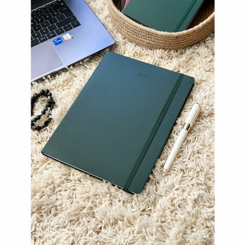 Victoria's Journals Classic 2024 Sert Kapak Haftalık Ajanda 19x25 Yeşil 123-9149