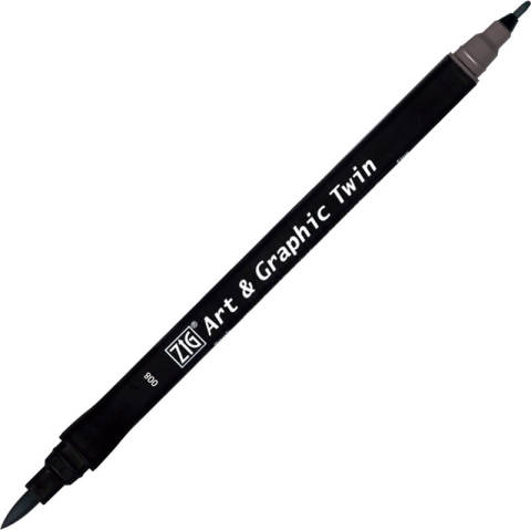 Zig Art & Graphic Twin Brush Pen Çift Uçlu Çizim Kalemi Gray TUT-80 008