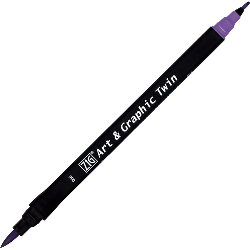 Zig Art & Graphic Twin Brush Pen Çift Uçlu Çizim Kalemi Violet TUT-80 006