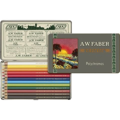 Faber Castell 111.Yıl Polychromos Kuru Boya Kalemi 12 Renk Teneke Kutu