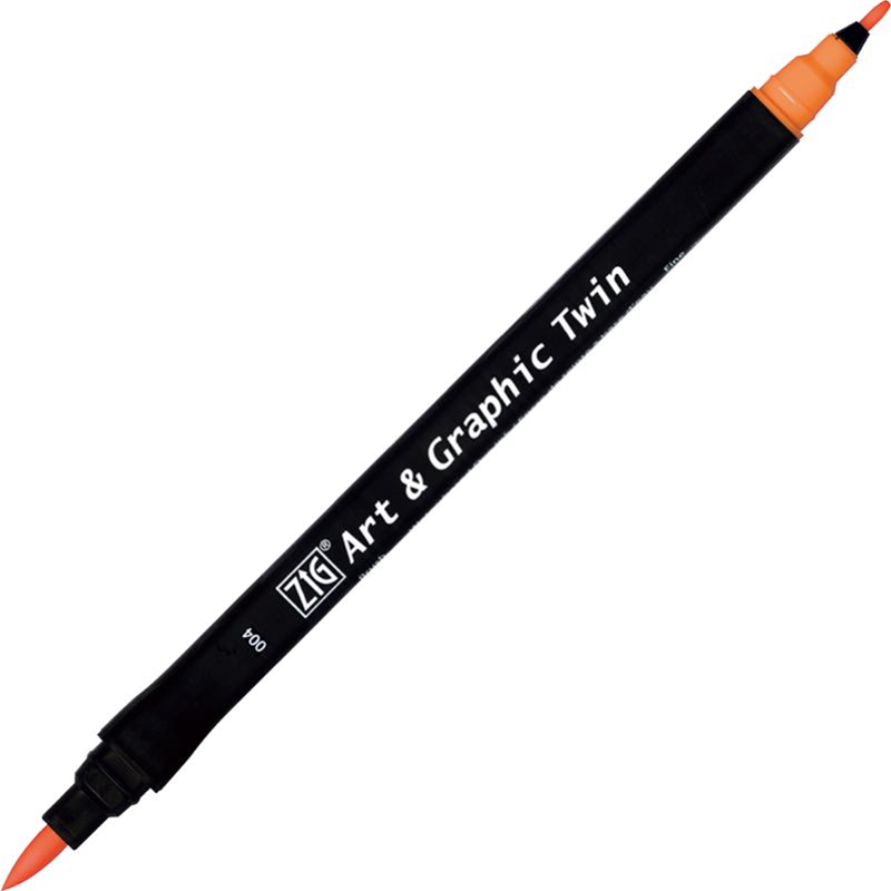 Zig Art & Graphic Twin Brush Pen Çift Uçlu Çizim Kalemi Orange TUT-80 004