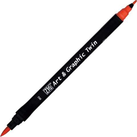 Zig Art & Graphic Twin Brush Pen Çift Uçlu Çizim Kalemi Red TUT-80 002