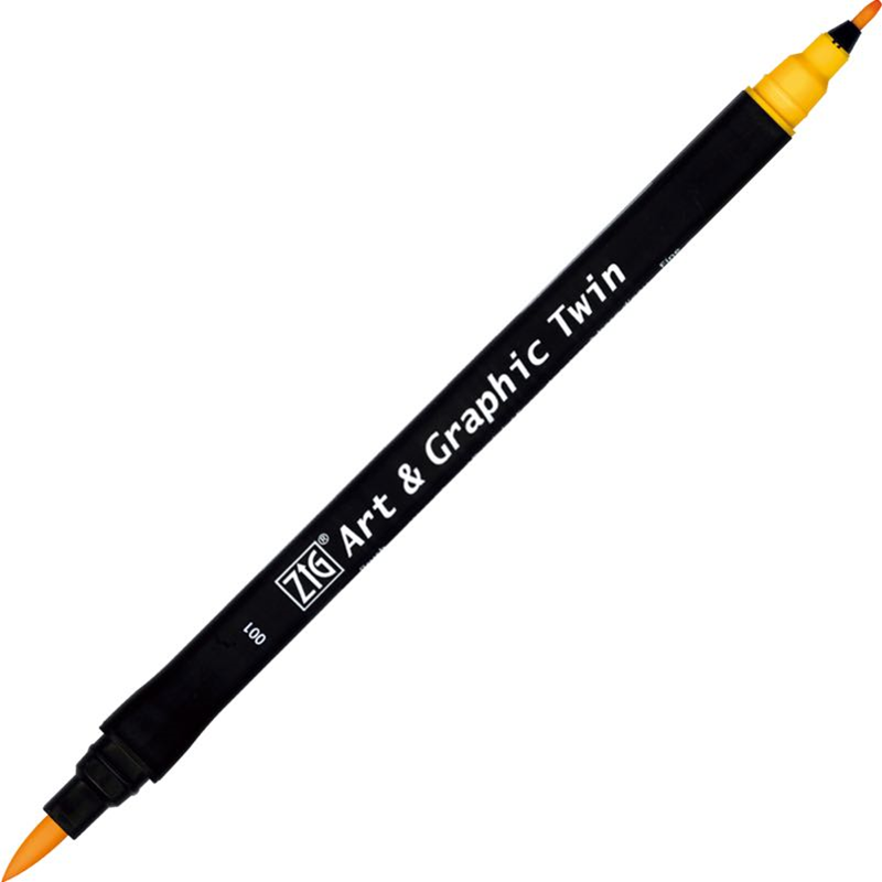 Zig Art & Graphic Twin Brush Pen Çift Uçlu Çizim Kalemi Yellow TUT-80 001