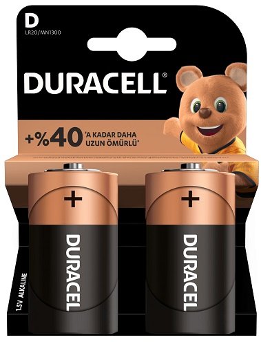 Duracell D Büyük Boy Pil 2\'li Kart
