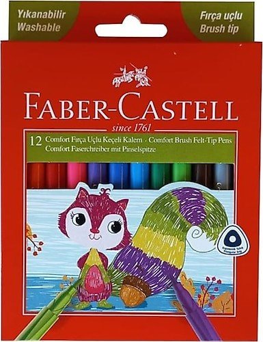 Faber-Castell Keçeli Boya Kalemi Comfort Fırça Uçlu 12 Renk