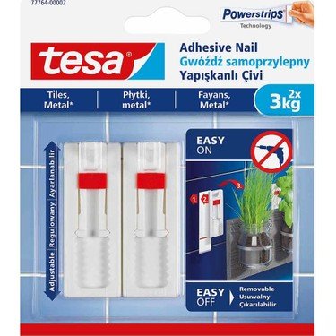 Tesa Fayans ve Metal Yüzeyler İçin Ayarlanabilir Yapışkanlı Askı 3 kg