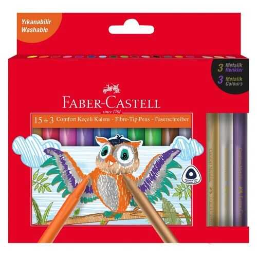 Faber-Castell Keçeli Boya Kalemi Comfort Metalik 15+3 Renk