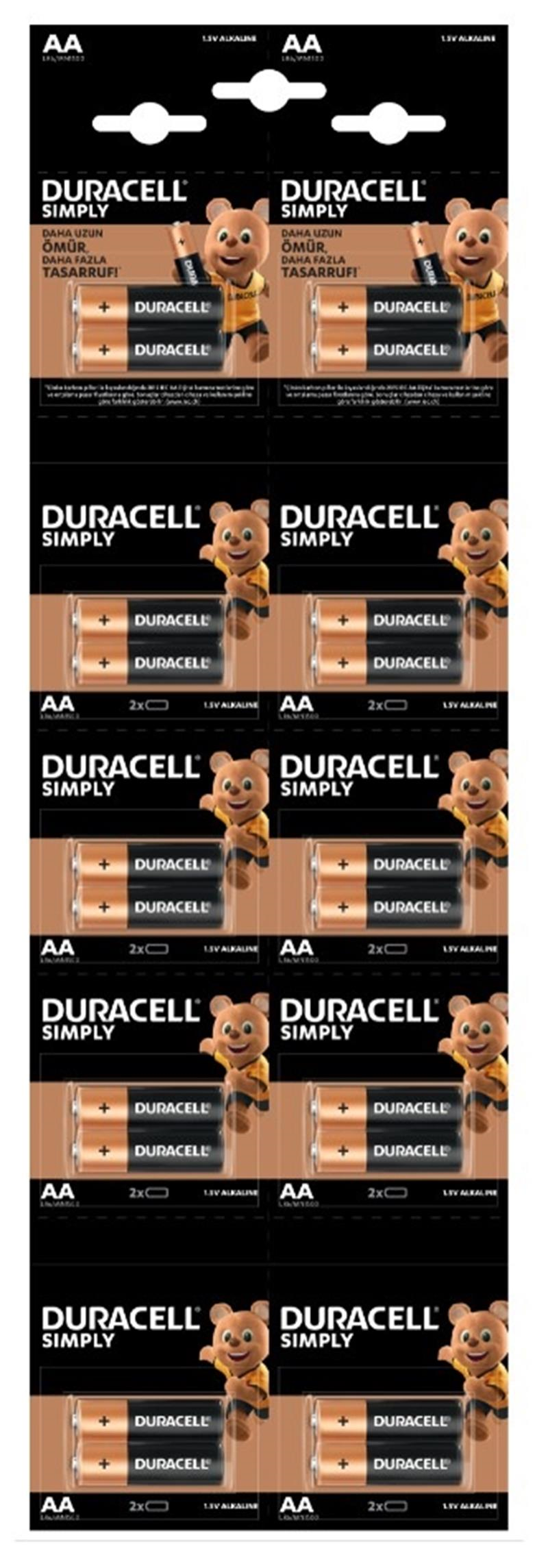 Duracell Alkalin AA Kalem Pil 20\'li Paket