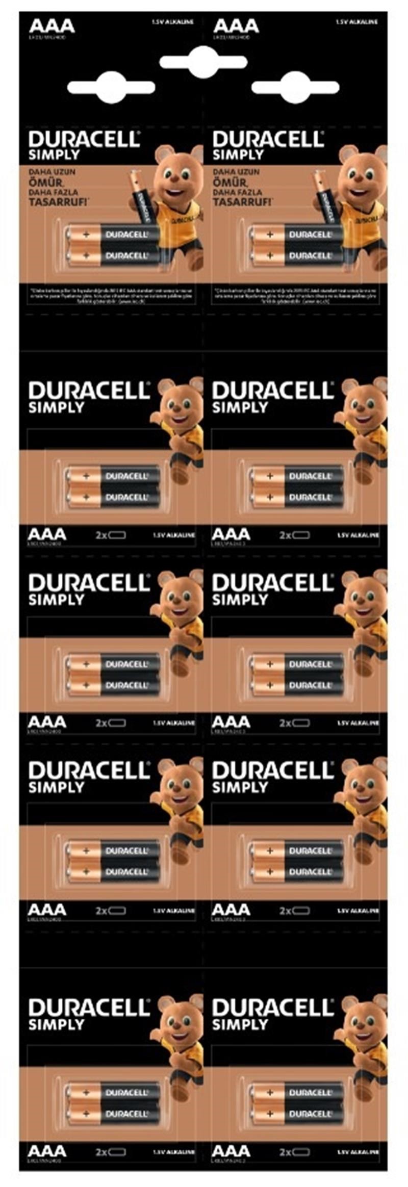 Duracell Alkalin AAA İnce Kalem Pil 20\'li Paket