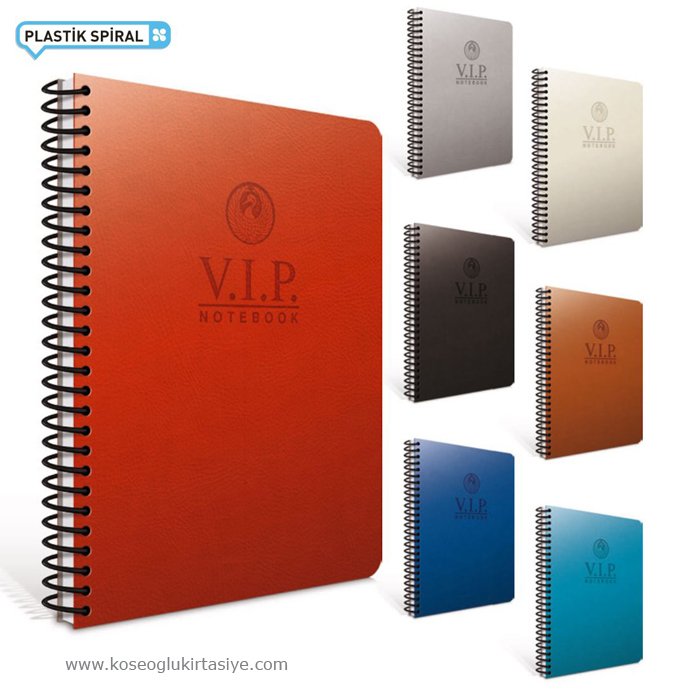 Gıpta VIP Spiralli Deri Kapak Defter 17x24 140yp.Kareli