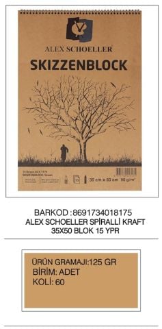 Alex Resim Defteri 35x50 Spiralli Kraft