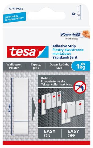Tesa İz bırakmadan Sökülebilir Yapışkan Şerit Bantlar, Duvar ve Duvar Kağıdı için, 1kg x 6 adet
