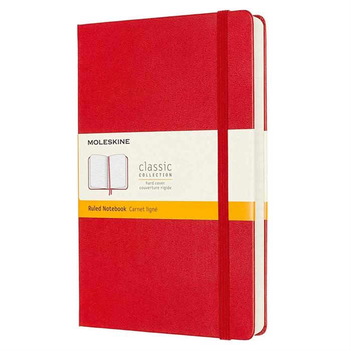 Moleskine Classic Expanded Sert Kapak Çizgili Defter 13x21 Scarlet Red