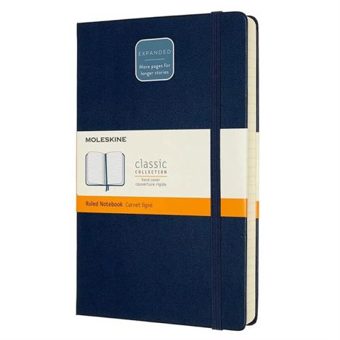 Moleskine Classic Expanded Sert Kapak Çizgili Defter 13x21 Safir Mavi