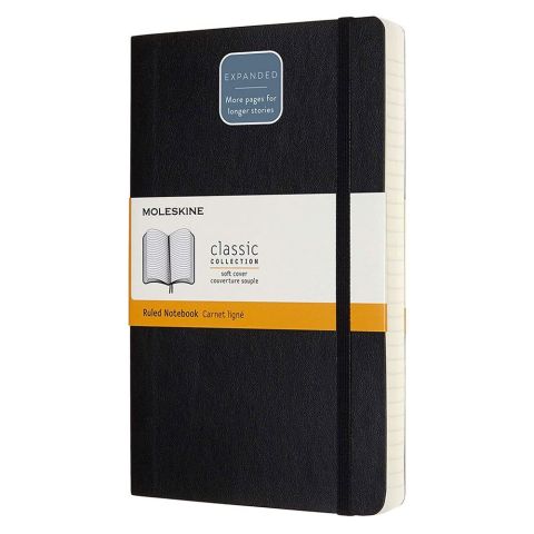 Moleskine Classic Expanded Yumuşak Kapak Çizgili Defter 13x21 Siyah