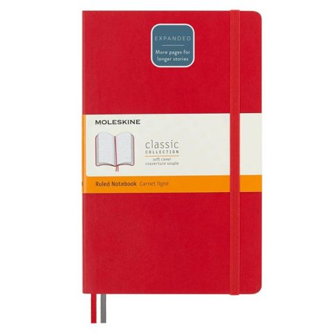 Moleskine Classic Expanded Yumuşak Kapak Çizgili Defter 13x21 Kırmızı