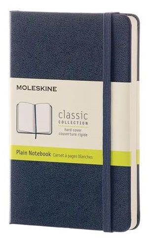 Moleskine Classic Sert Kapak Çizgisiz Defter 9x14 Safir Mavi