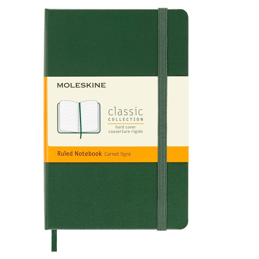 Moleskine Classic Sert Kapak Çizgili Defter 9x14 Mersin Yeşili