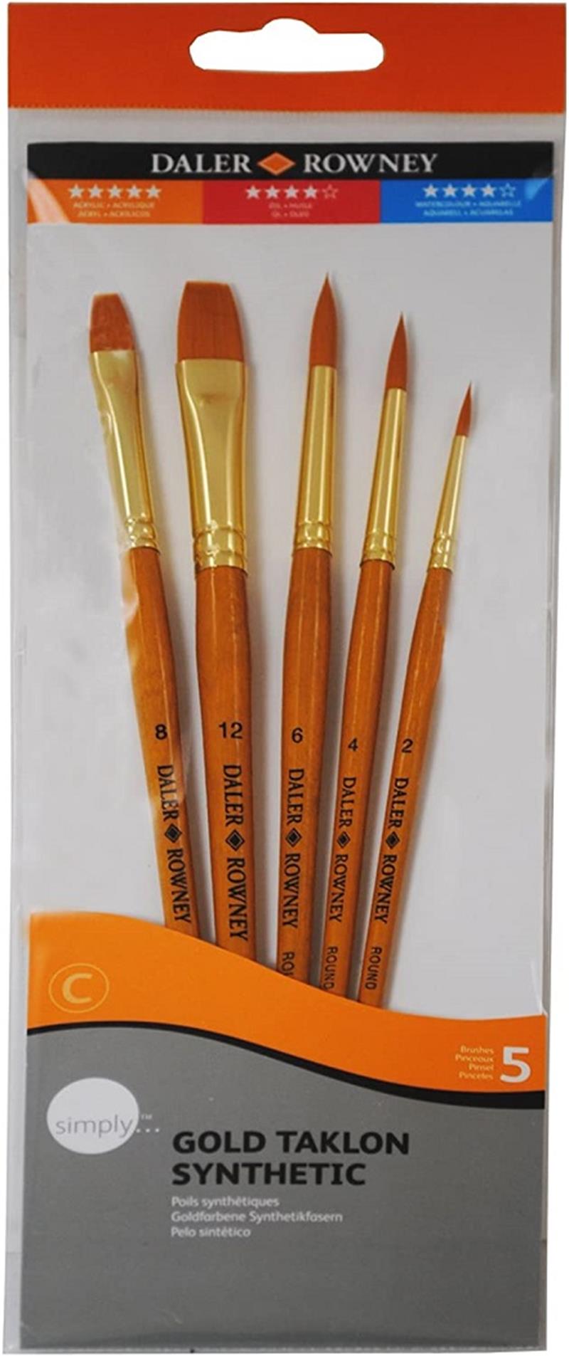 Daler Rowney Fırça Seti Gold Taklon 5'li 216920502