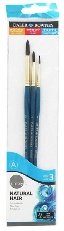 Daler Rowney Deve Kılı Kısa Saplı Fırça Seti 3'lü