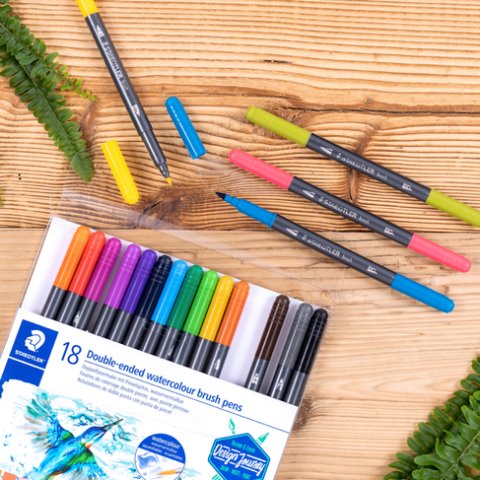 Staedtler Fırça Uçlu Keçeli Kalem Çift Uçlu 36 Renk