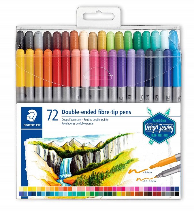 Staedtler Fırça Uçlu Keçeli Kalem Çift Uçlu 72 Renk