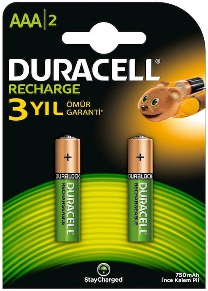 Duracel AAA İnce Kalem Pil Şarjlı 750mAh 2\'li