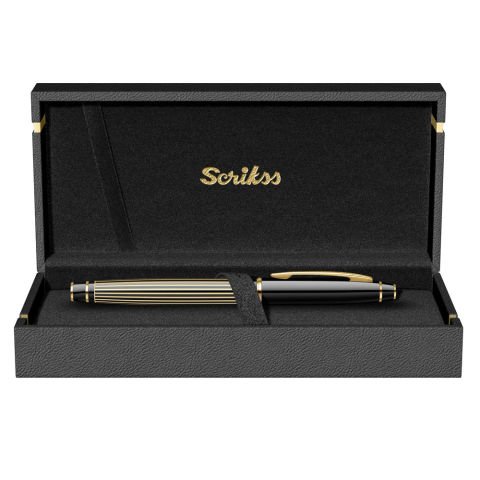 Scrikss Noble 35L Çizgi Desenli Roller Kalem Siyah Altın