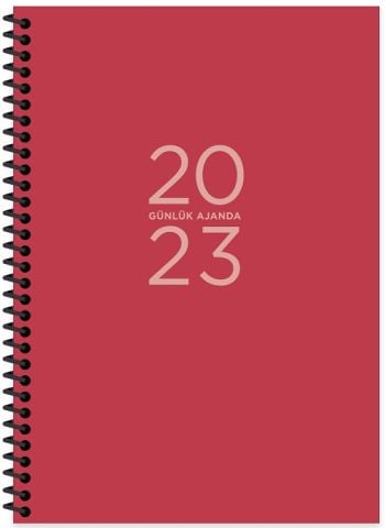 Keskin Color 2023 Günlük Spiralli Ajanda 17x24 Kırmızı