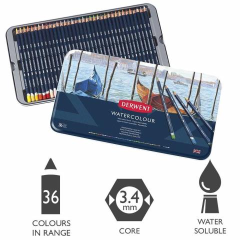 Derwent Watercolour 36 Renk Sulu Boya Kalemi