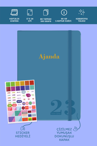 Victoria's Journals 2023 Haftalık Ajanda 17x24 Mavi