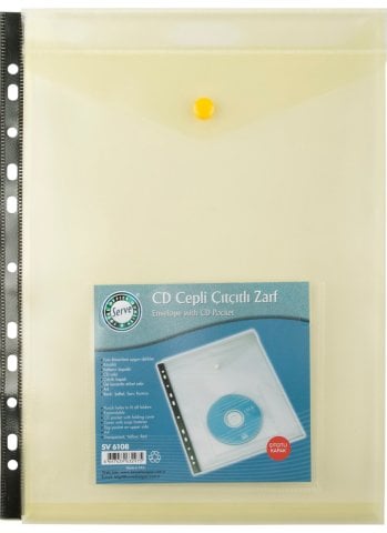 Serve Çıtçıtlı Zarf Cd Cepli Sarı 11 Delikli