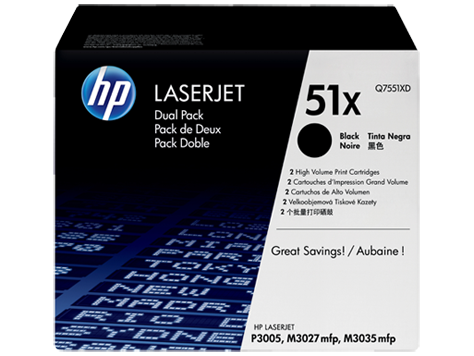 HP 51X 2-pack High Yield Black Original LaserJet Toner Cartridges (Q7551XD)